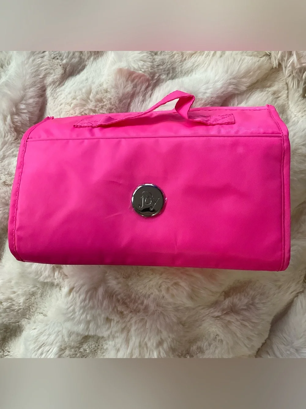 NWOT Joy Mangano Better Beauty Case, hot pink, roll-up travel toiletry organizer